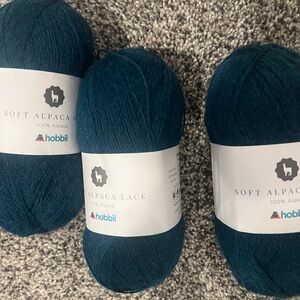 Hobbii Soft Alpaca Lace Yarn - # 33Deep Teal - 3 skeins